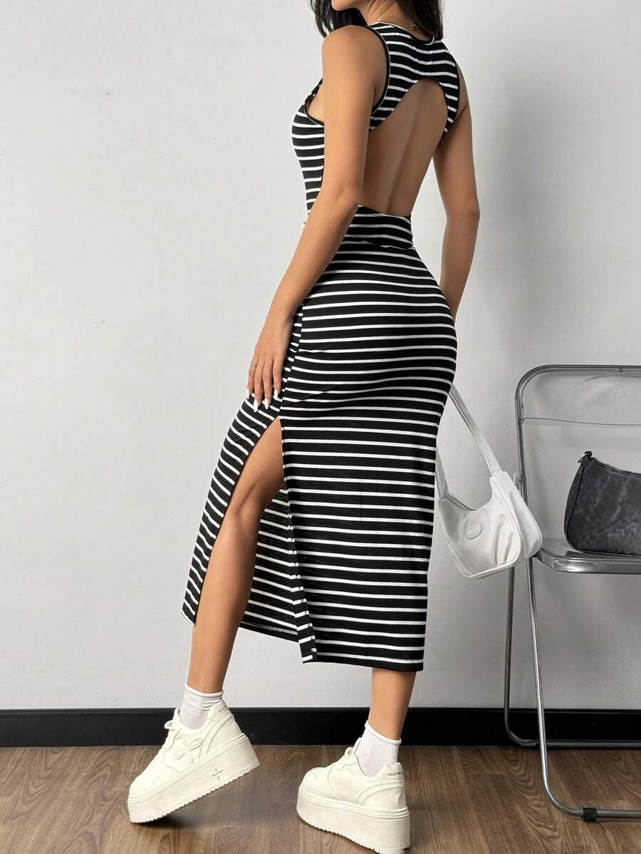 Striped Backless Dress