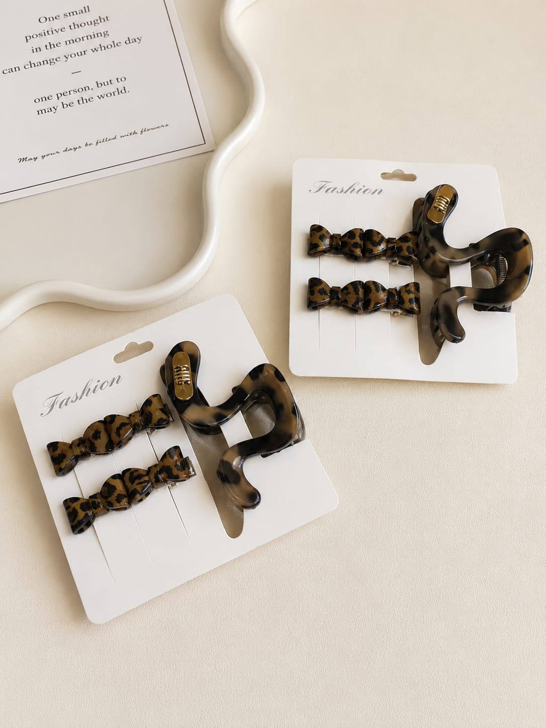 Tiger-Print Hair Clip Set