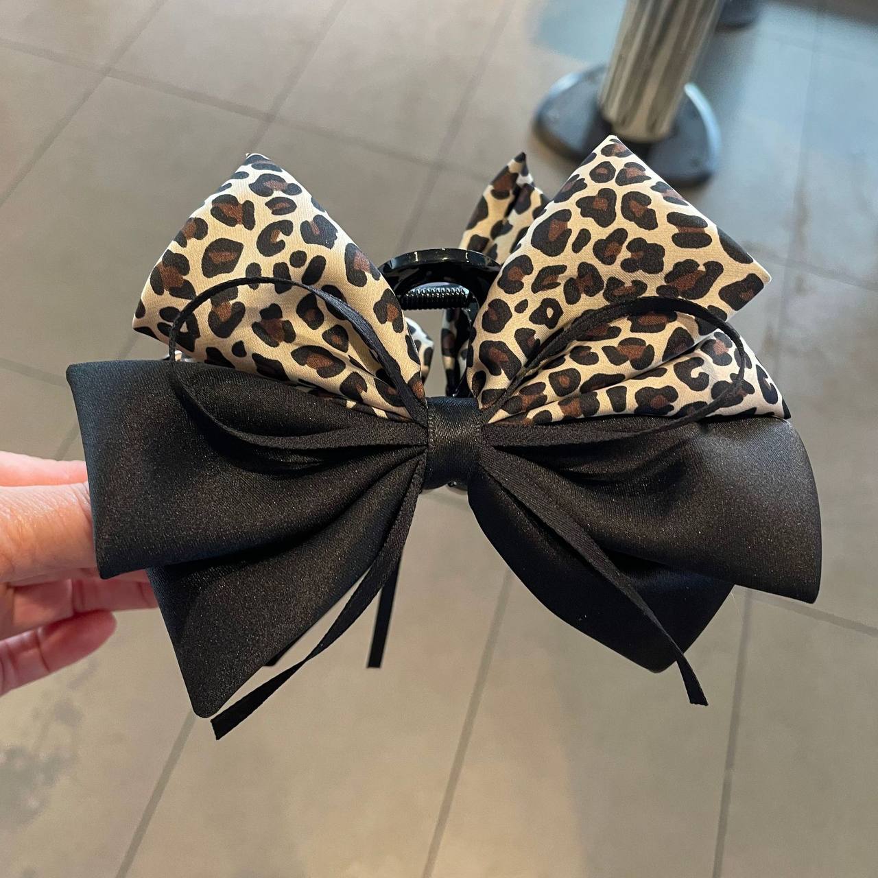 Tiger-Print Bow Hair Clip