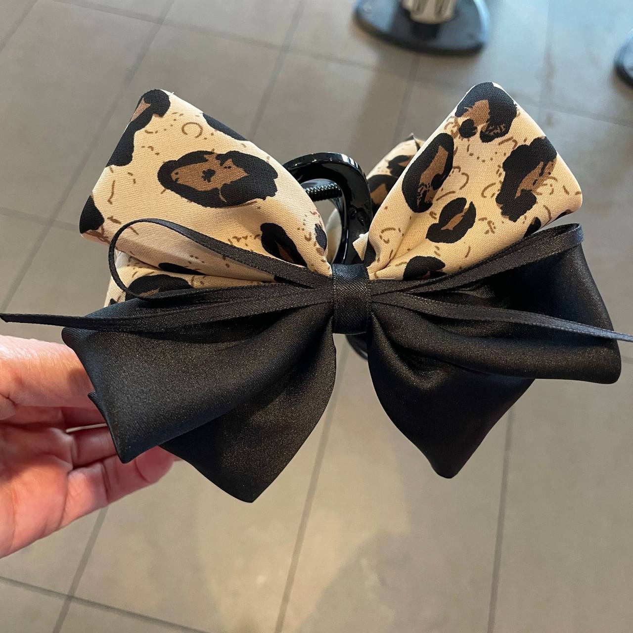 Tiger-Print Bow Hair Clip