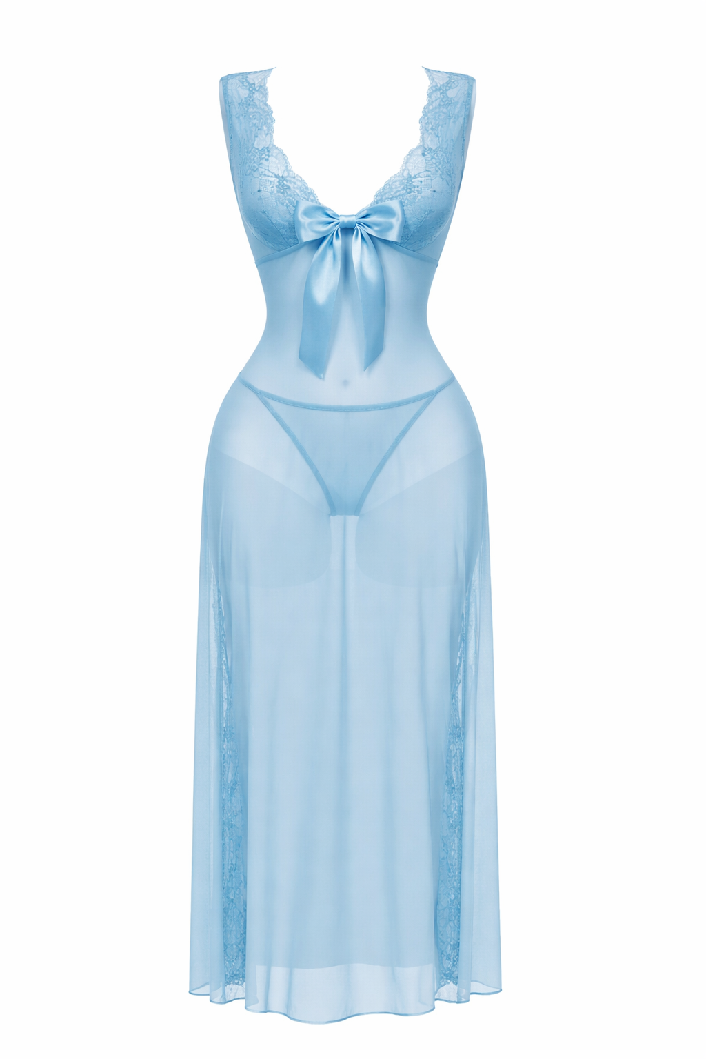 Long Sheer Backless Lingerie