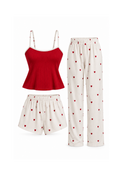 3-Piece Pajama Set (Top + Shorts + Pants)