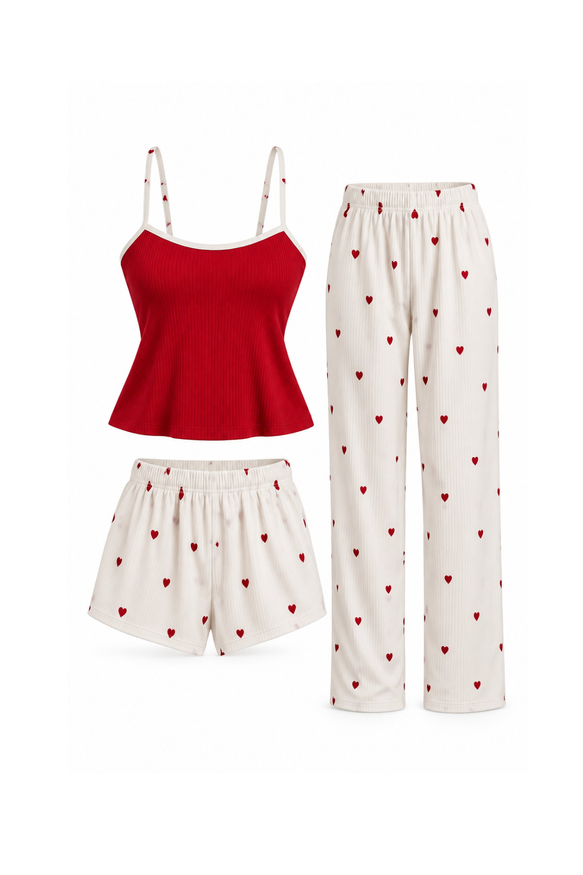 3-Piece Pajama Set (Top + Shorts + Pants)