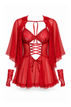 Laila BabyDoll with Sheer Shawl & Gloves