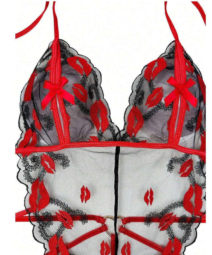 Embroidered Lace Bodysuit