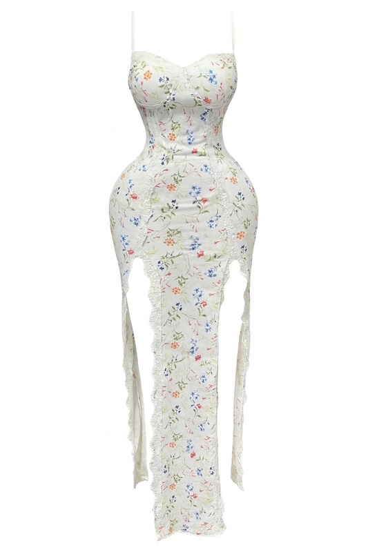 لانجيري بطابعه الزهور مزود بفتحات من عند الرجل