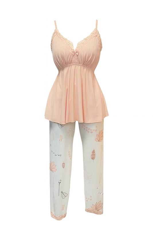 بيجامه بنطلون حماله رفيعه بطابعه الورد