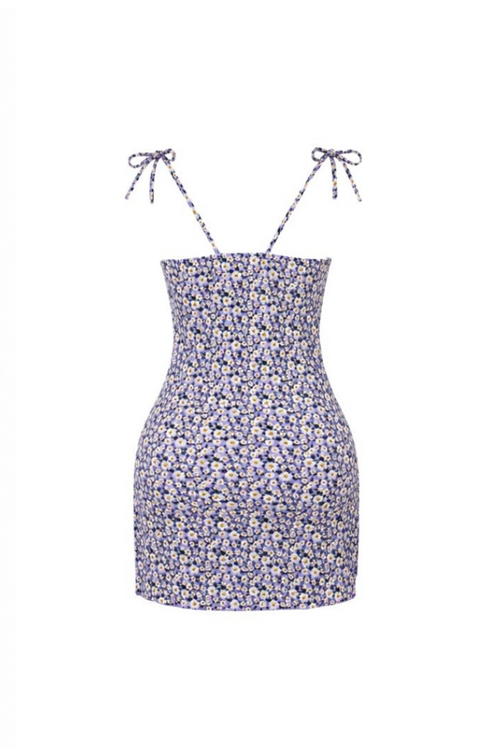 Floral Dress with Tie Straps & Side Slits