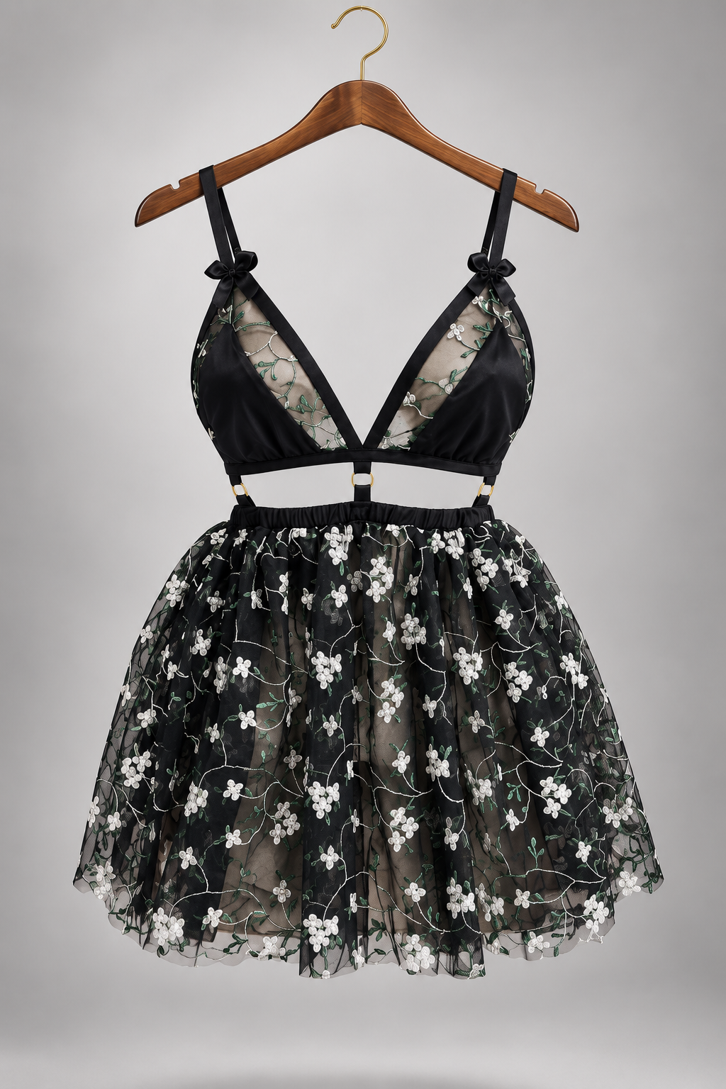 Sheer Lingerie with Open Midriff & Back