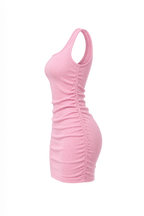 Short Dress with Side Elastic Detail