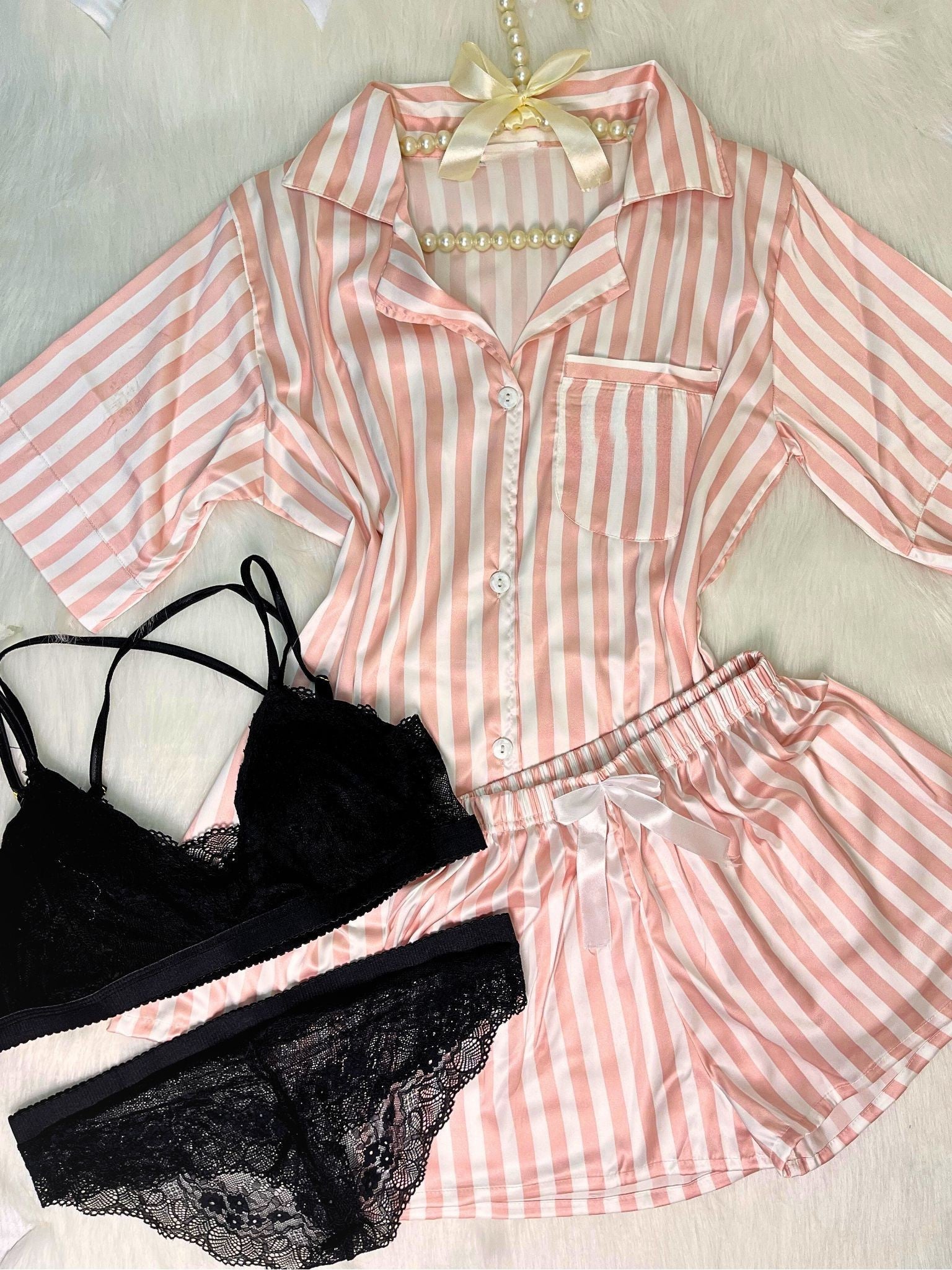 Satin Lace 4-Piece Set