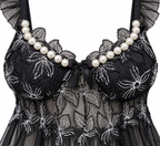 Sheer Lace Lingerie with Pearl Details