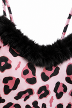 Tiger Print Mini Dress with Fur
