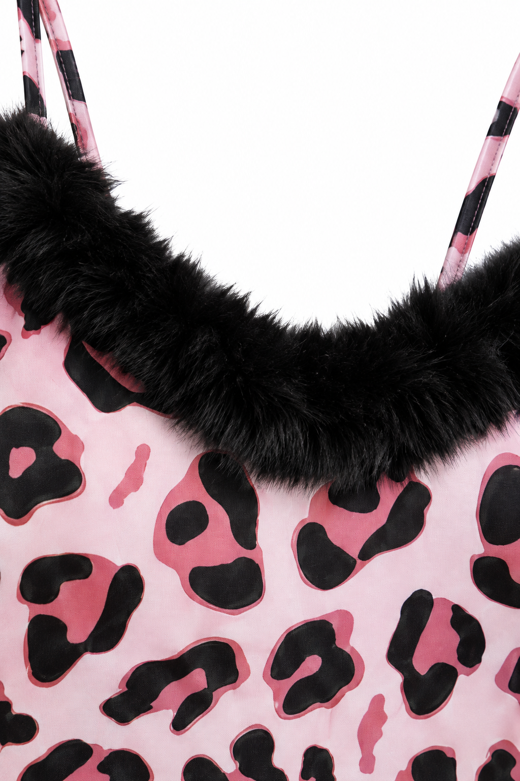 Tiger Print Mini Dress with Fur