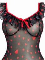 Sheer Heart-Print Lingerie