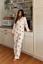 2-Piece Winter Pajama Set with Buttons & Teddy Bear Print