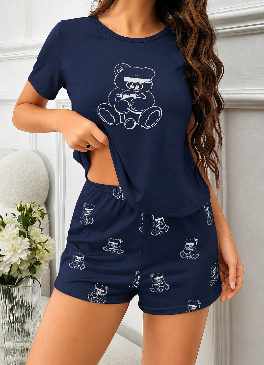 Teddy Bear Print Pajama Set