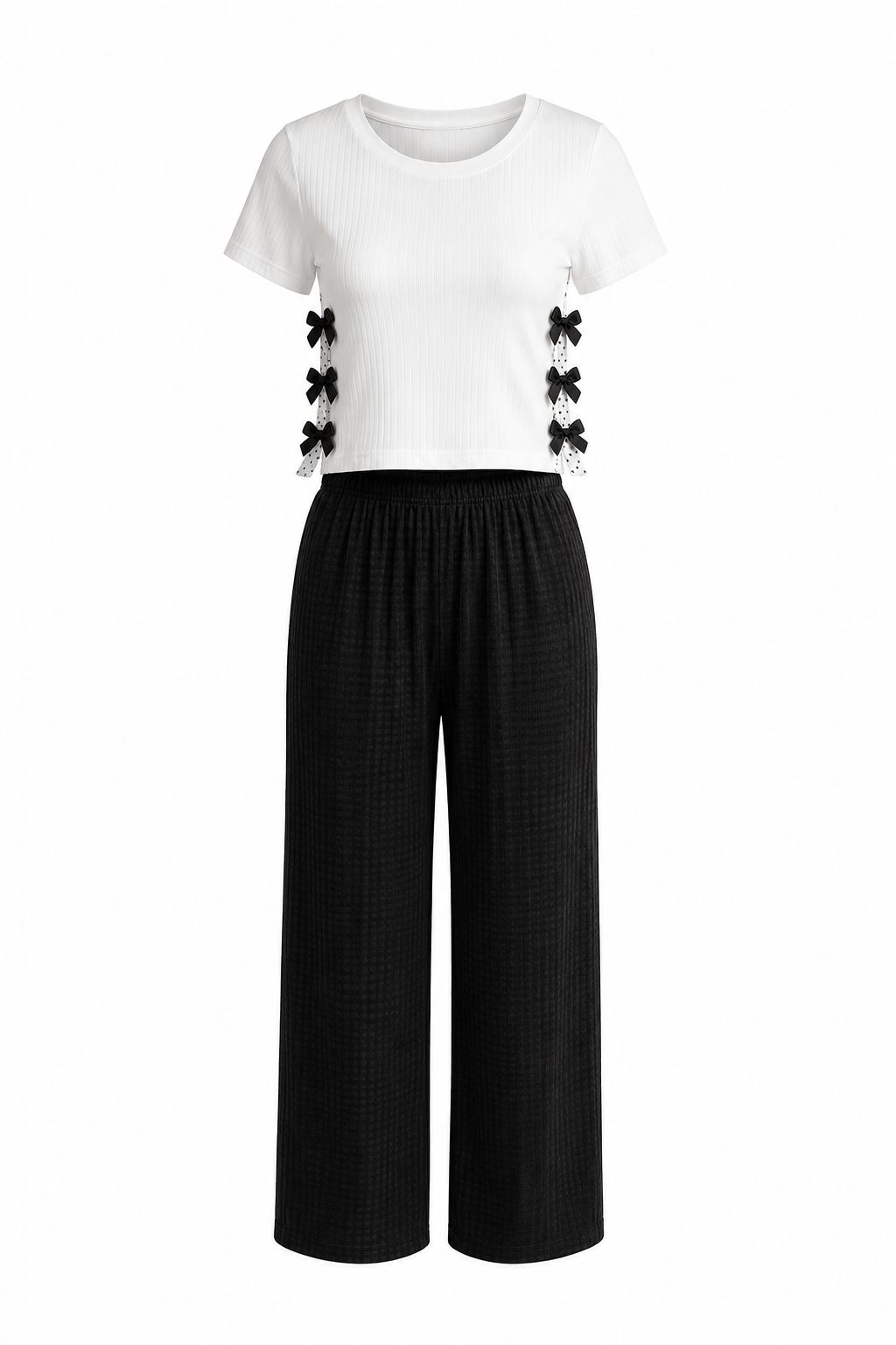 Bow-Detail Pajama with Side Cutouts