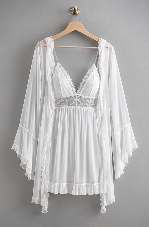 Short Sheer Lingerie with Sheer Robe