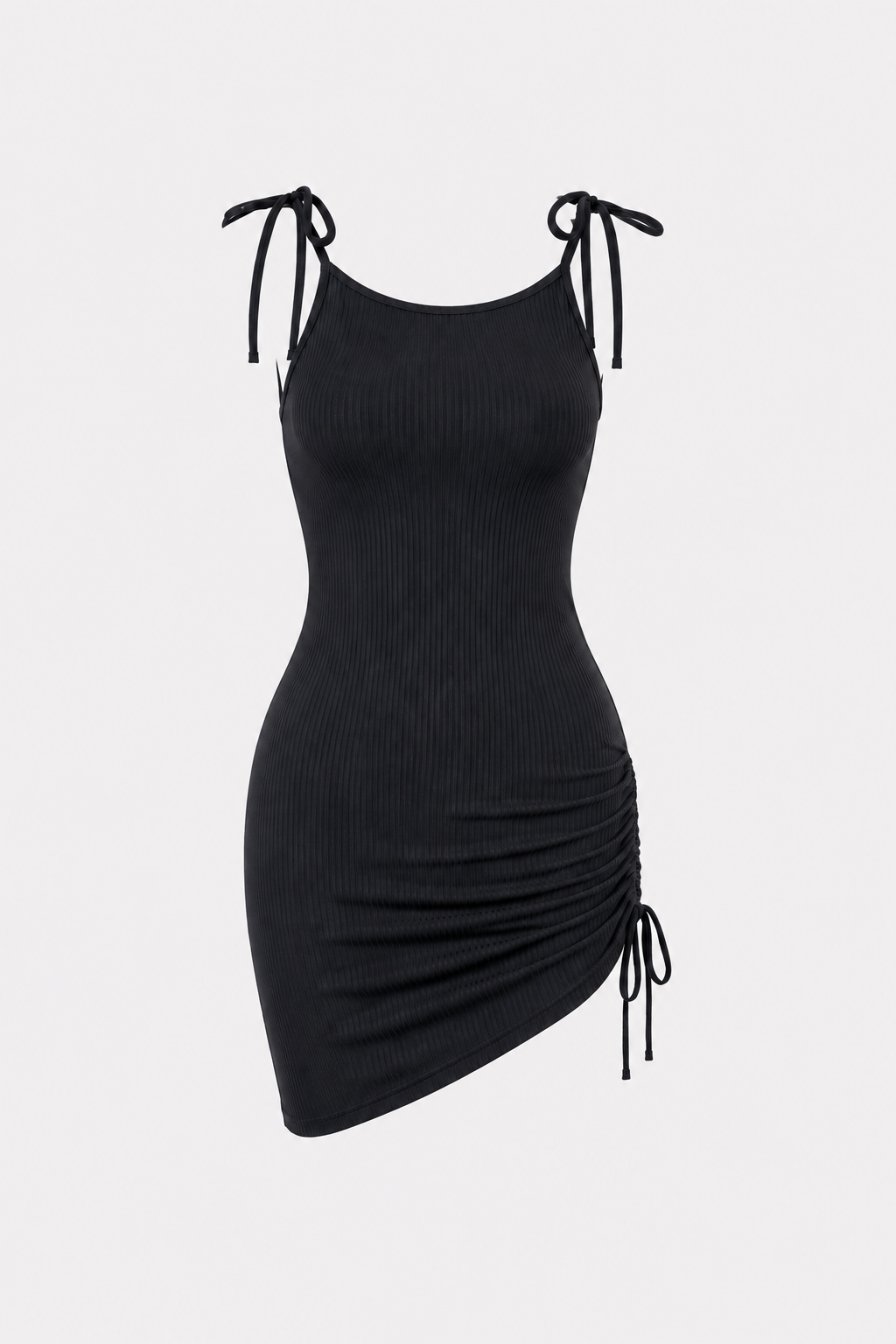 Tie Strap Dress with Side Ruffles
