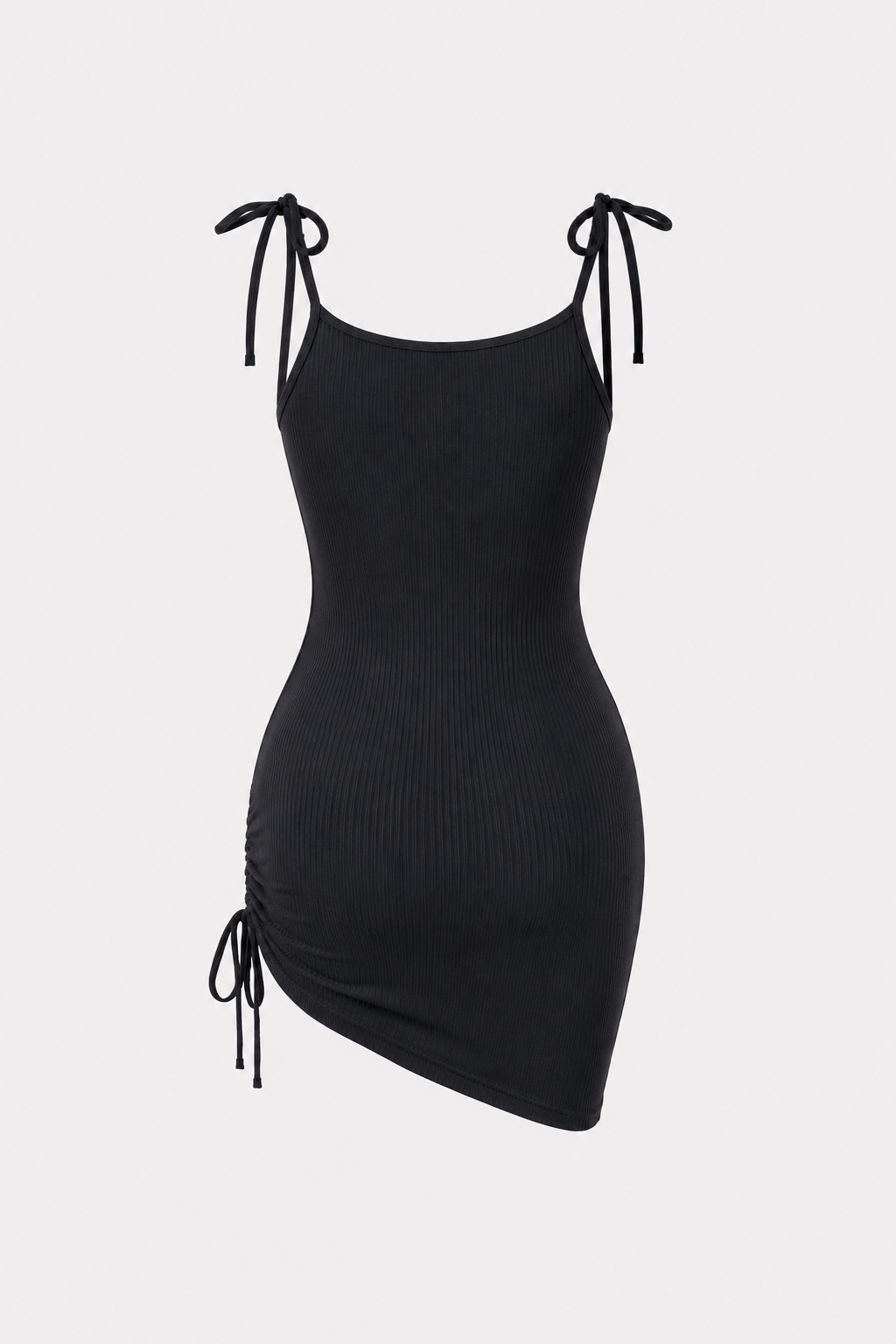 Tie Strap Dress with Side Ruffles