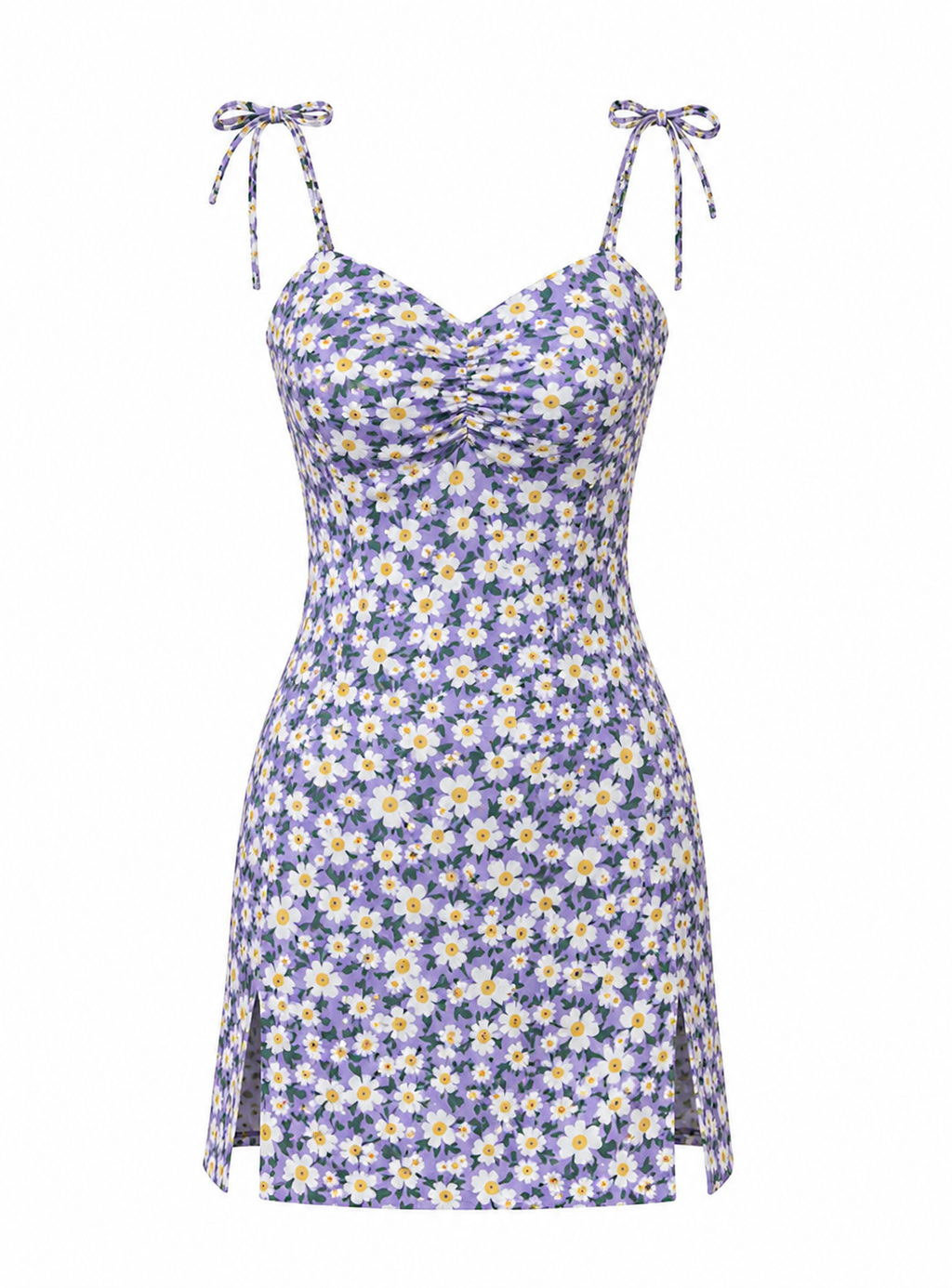 Floral Dress with Tie Straps & Side Slits