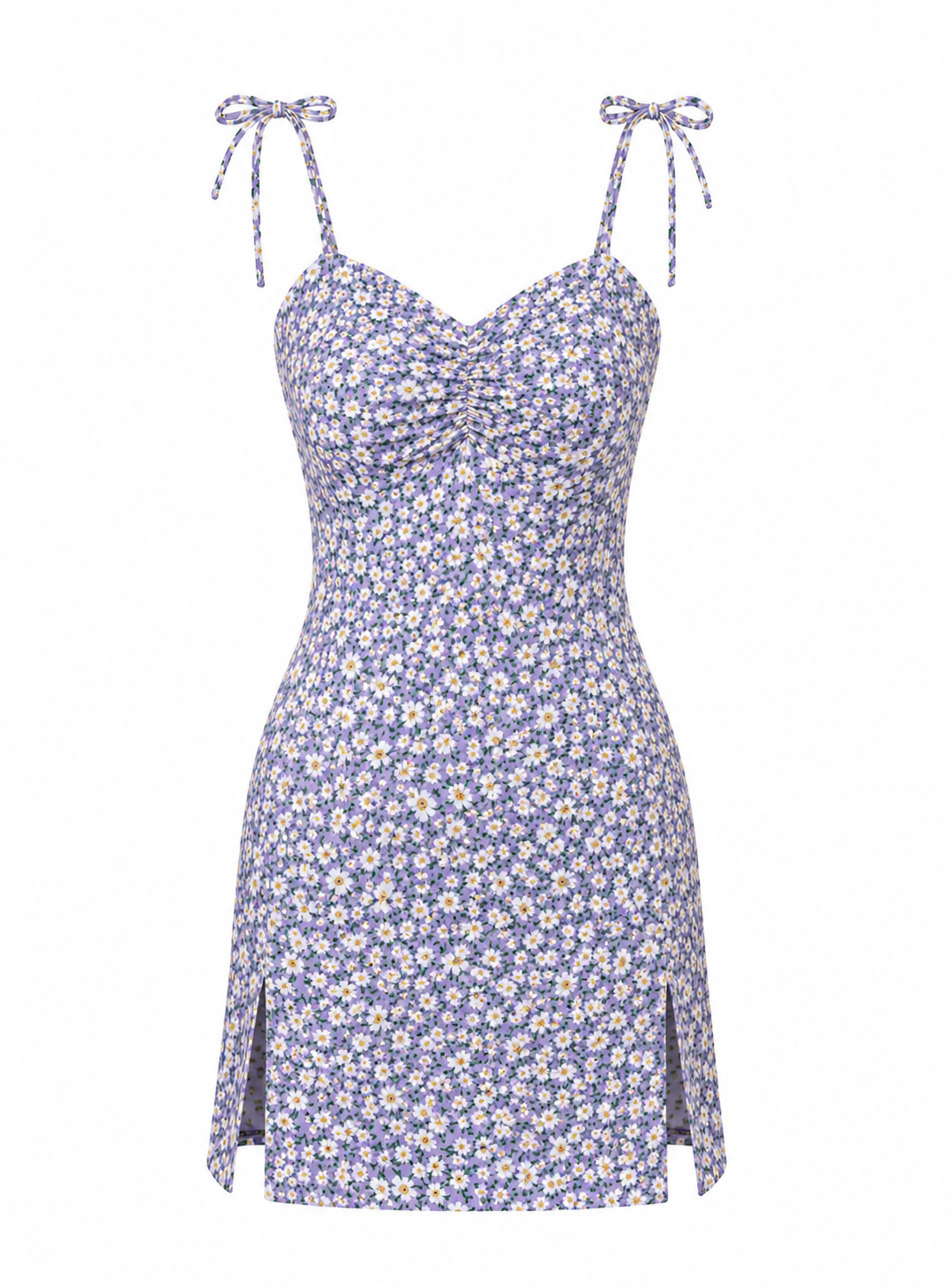 Floral Dress with Tie Straps & Side Slits
