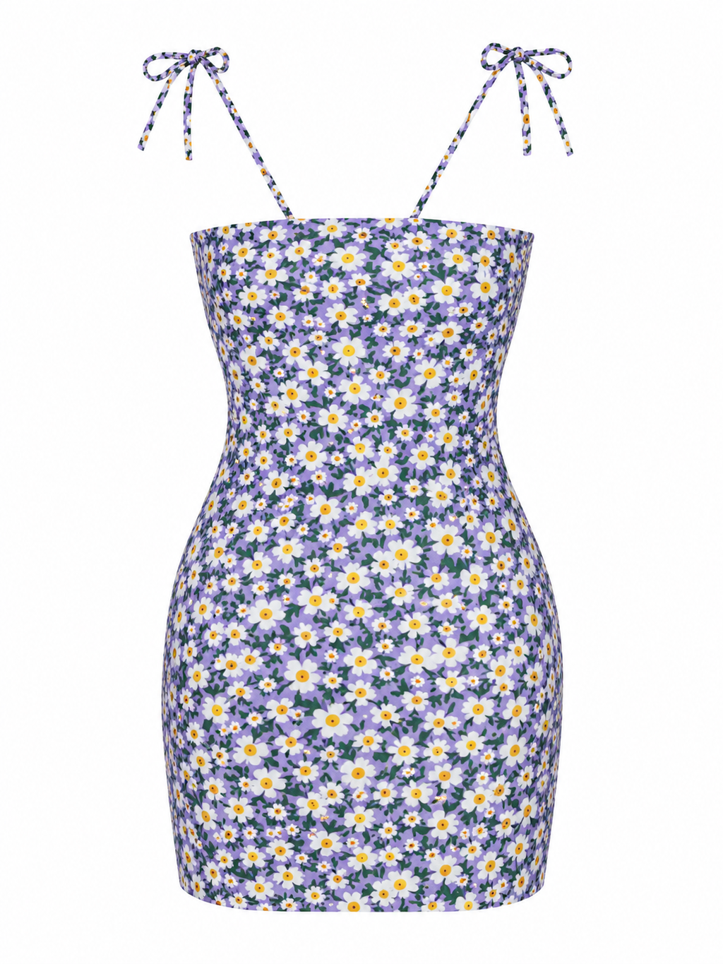 Floral Dress with Tie Straps & Side Slits