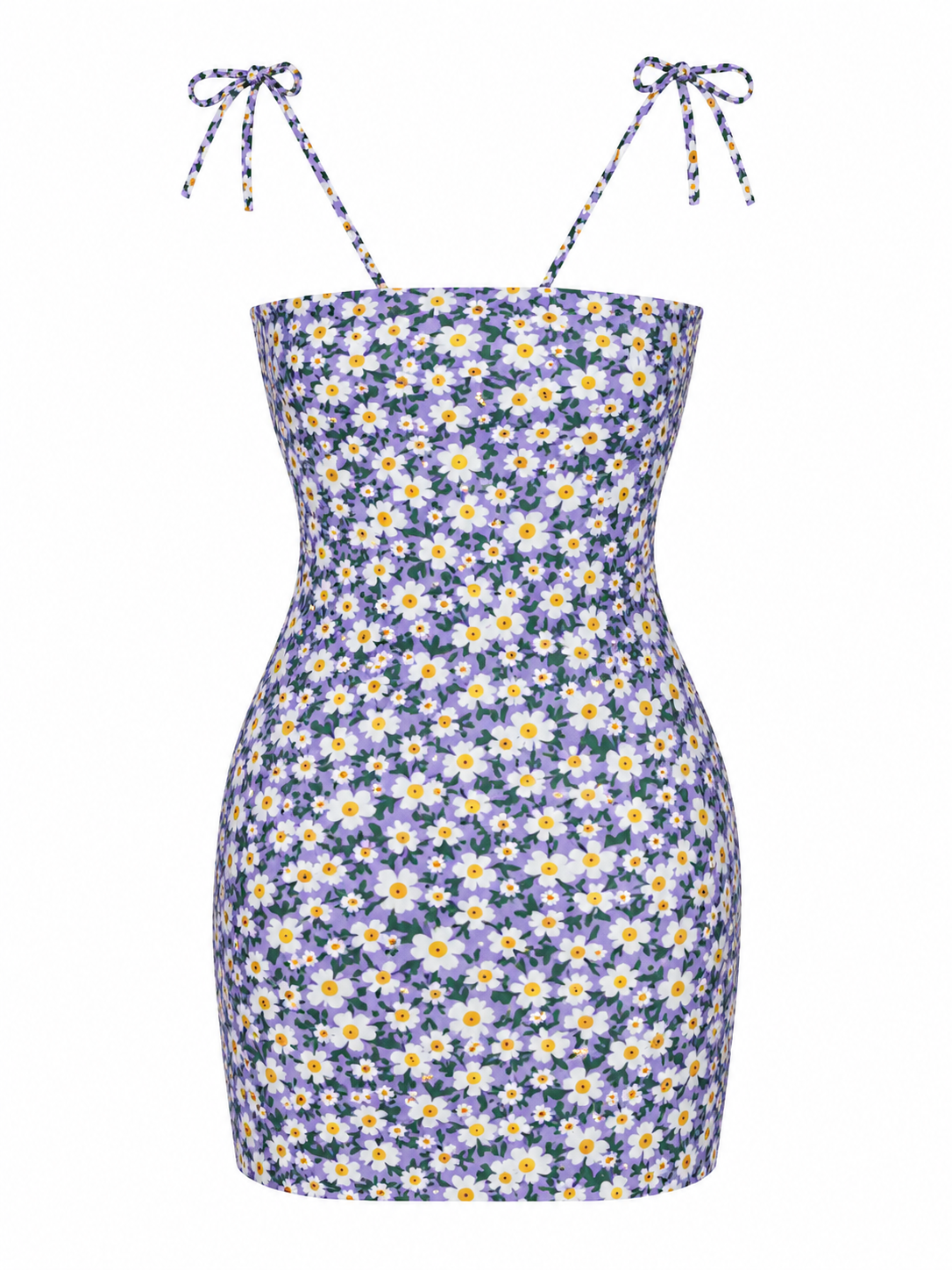 Floral Dress with Tie Straps & Side Slits