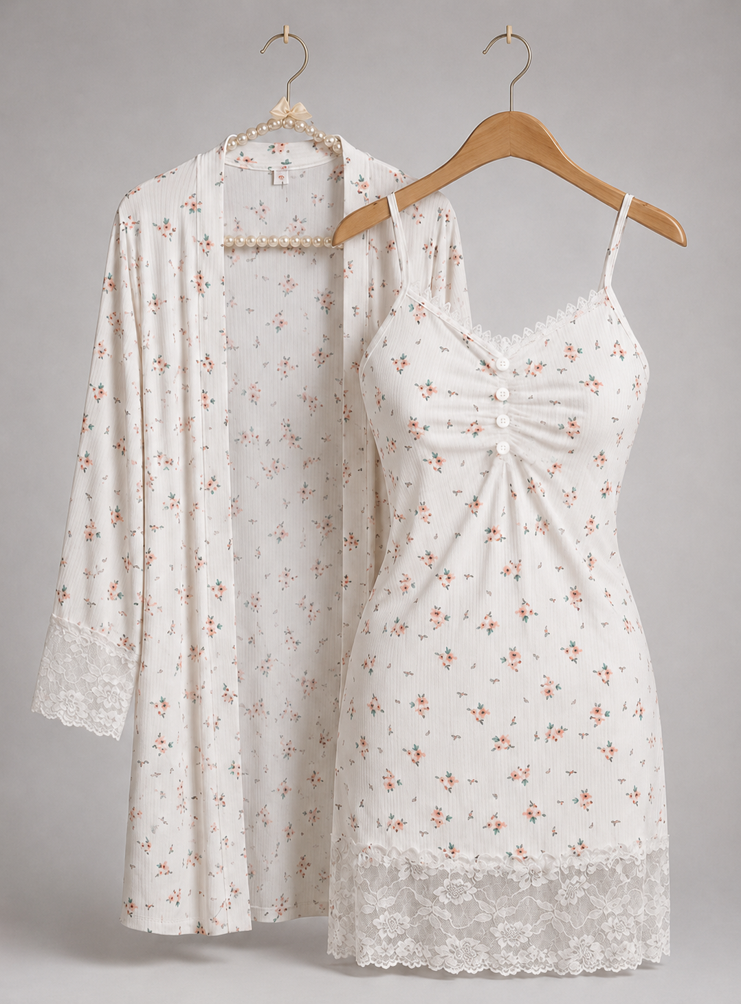 Lace Trim Robe Dress