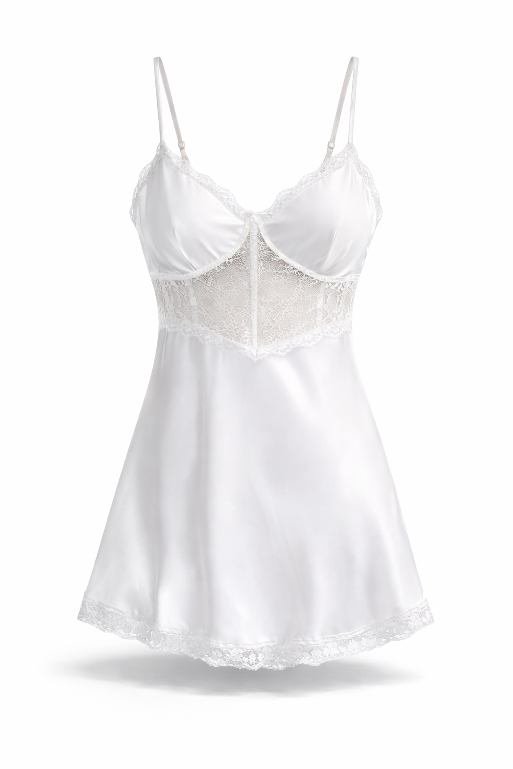 code 7084 قميص نوم ستان قصير ابيض