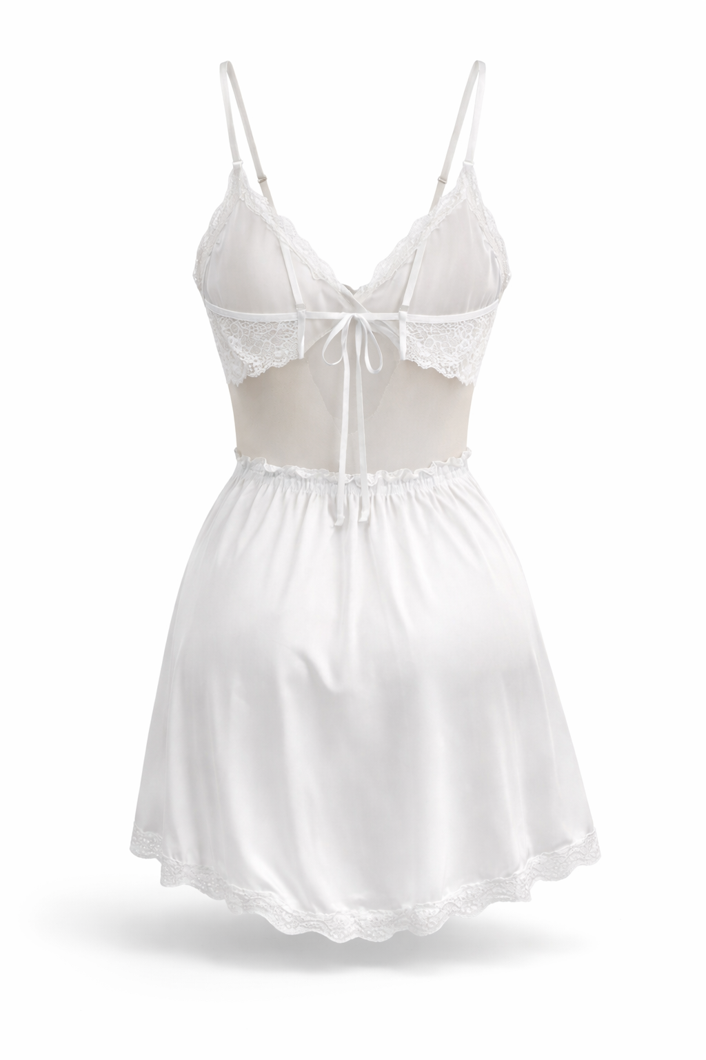 code 7084 قميص نوم ستان قصير ابيض