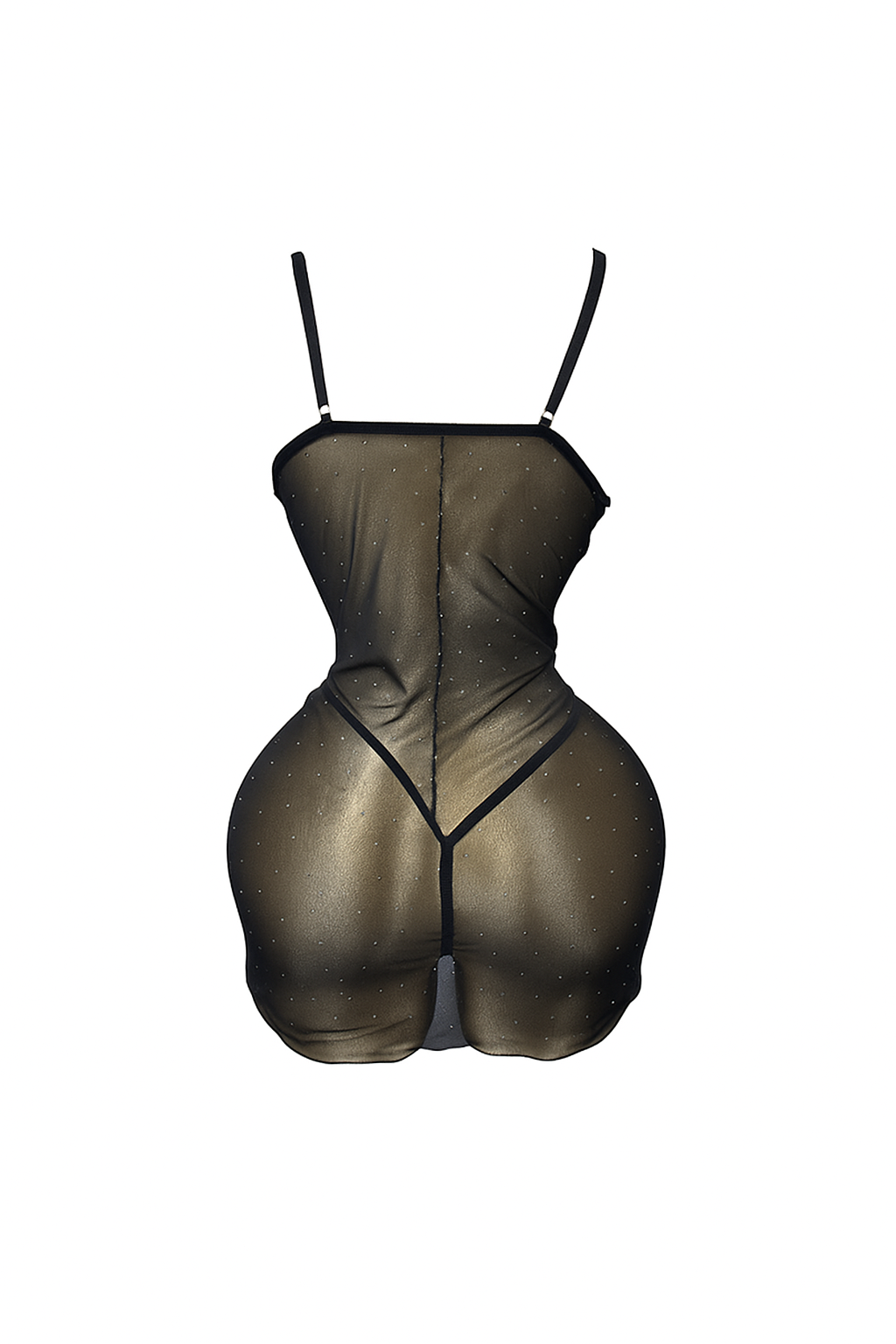 لانجيري شفاف مزود بسترس وفرو من عند الصدر