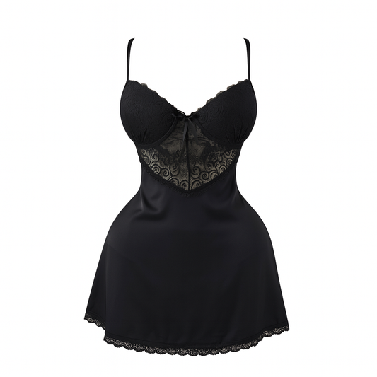 قميص نوم ستان قصير مزود ب كب