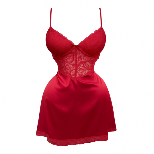 قميص نوم ستان قصير مزود ب كب