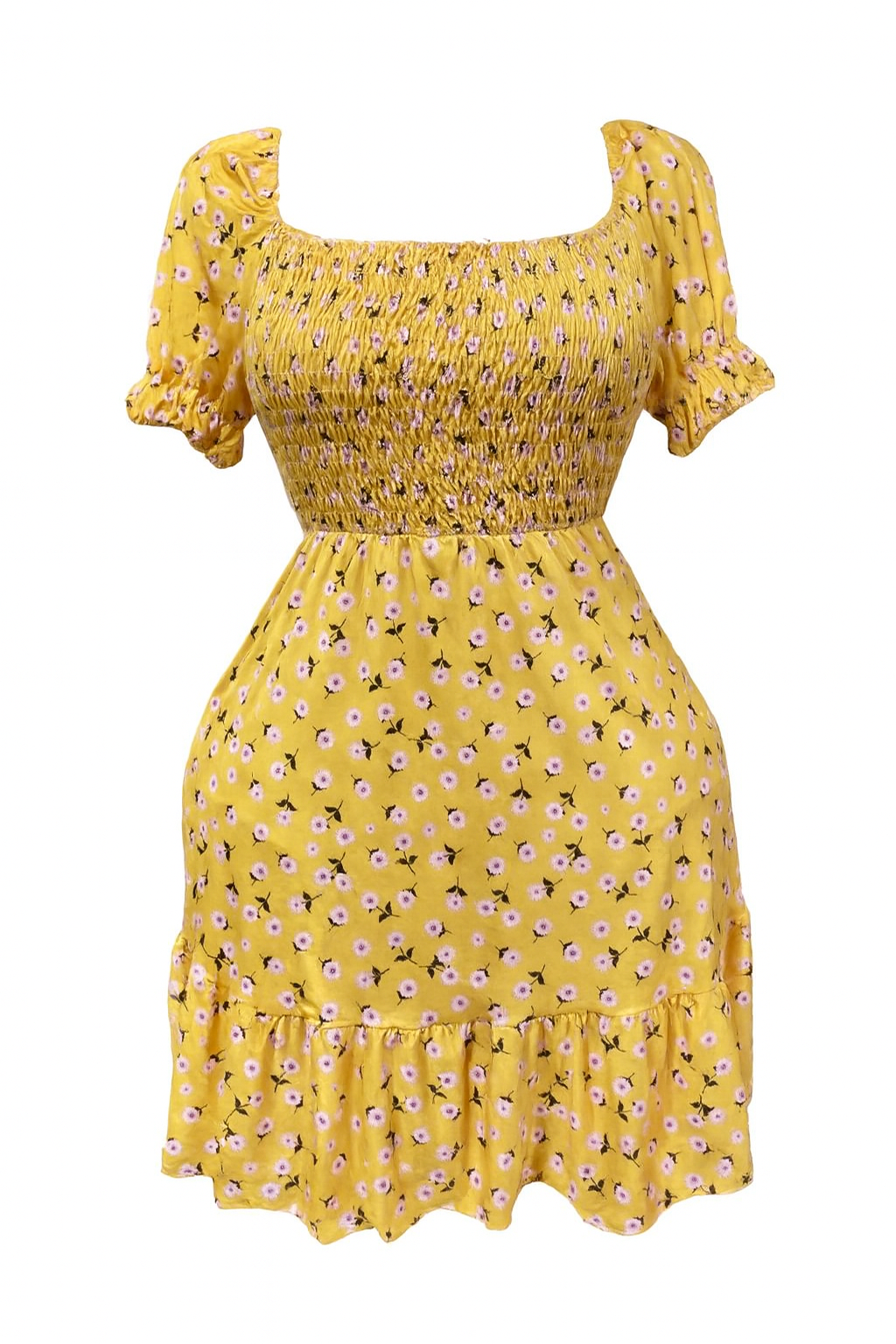 فستان اوف شولدر قصير ب طابعه الورد