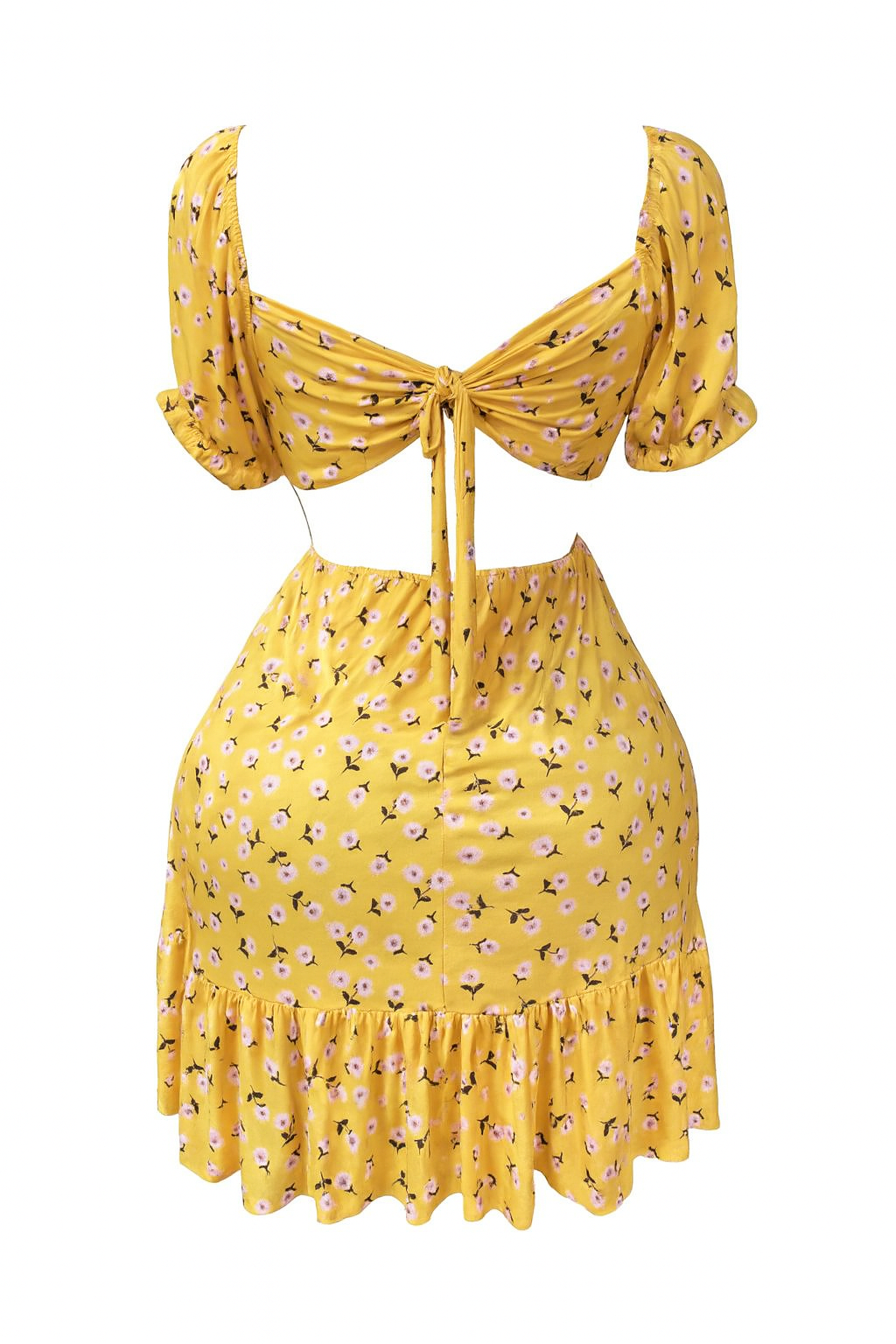 فستان اوف شولدر قصير ب طابعه الورد