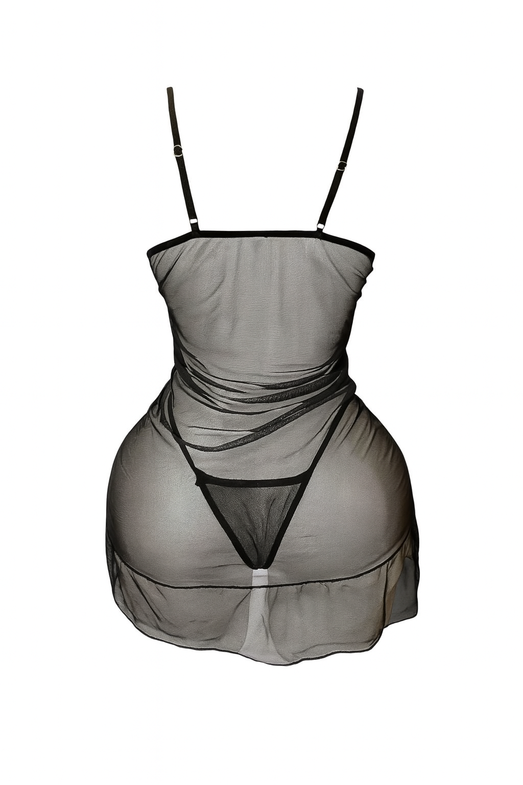 بيبي دول قصير شفاف مزود بدانتيل