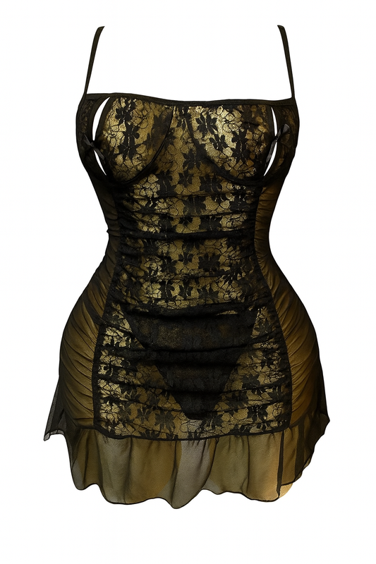 بيبي دول قصير شفاف مزود بدانتيل