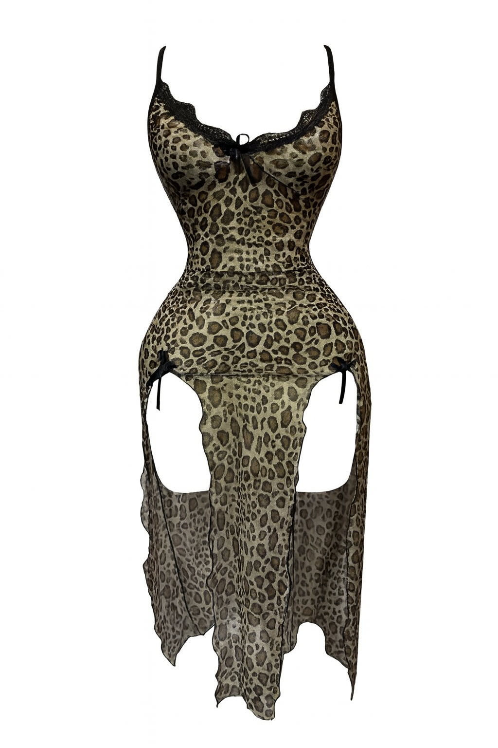 لانجيري طويل مزود بفتحات من عند الرجلين