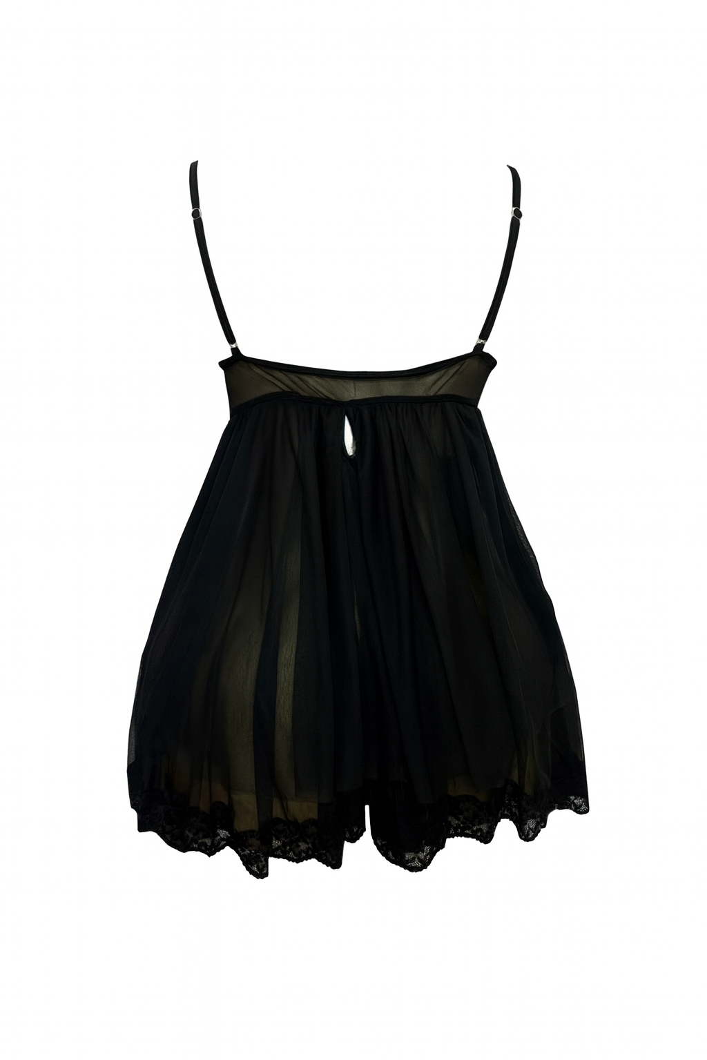 لانجيري اسود شفاف مزود بقصه من الصدر