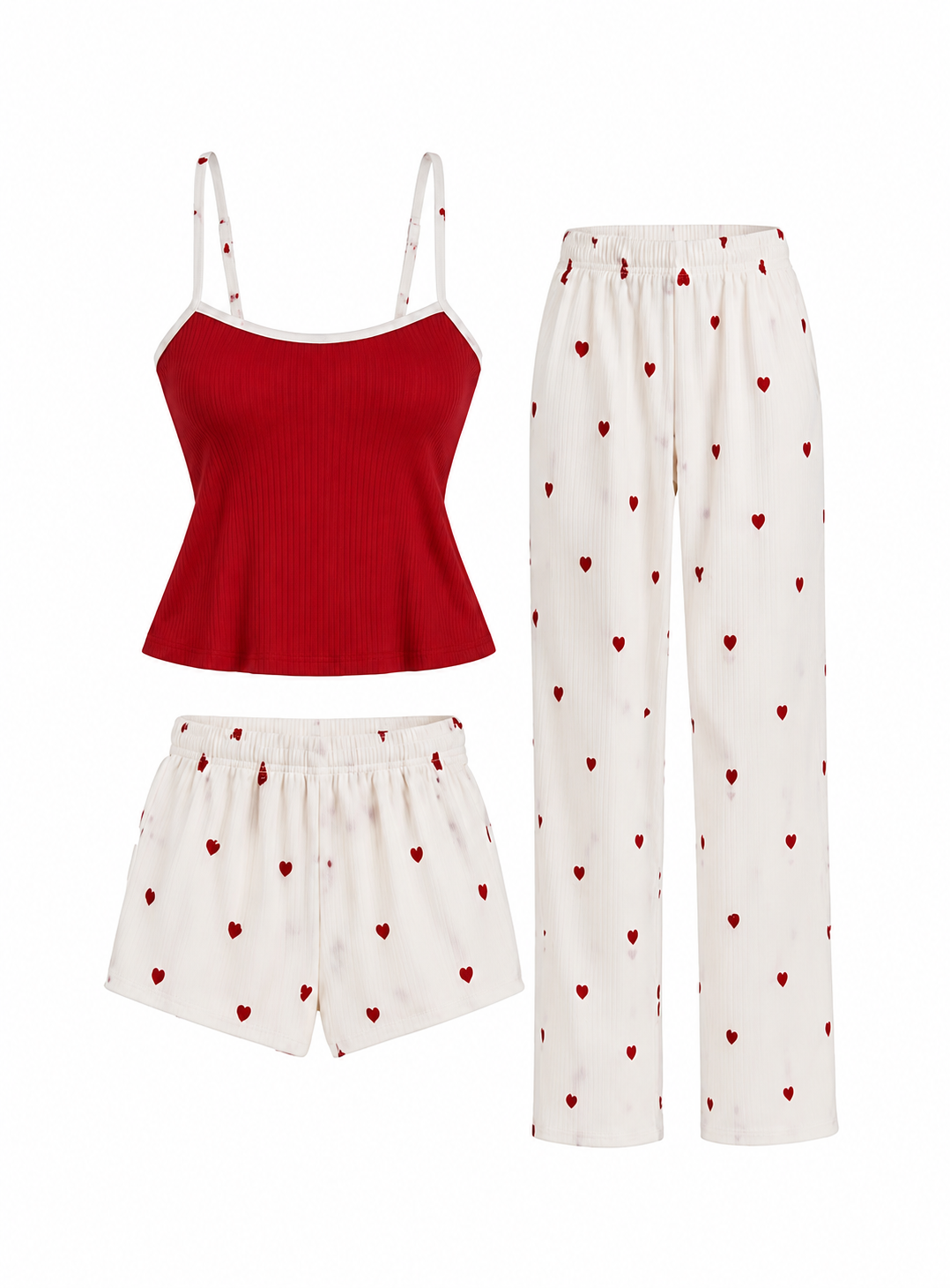 3-Piece Pajama Set (Top + Shorts + Pants)