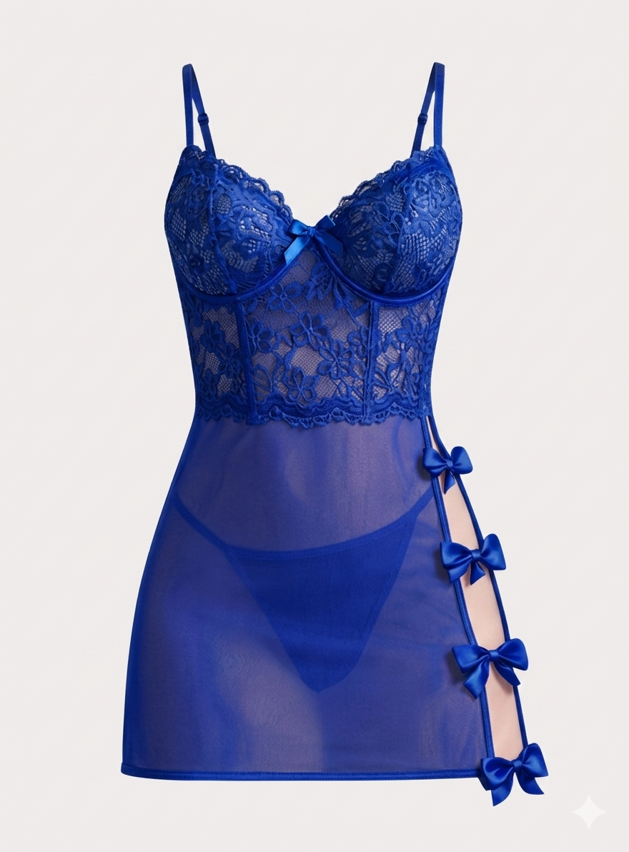 لانجيري قصير مزود بفيونكات من الجانب