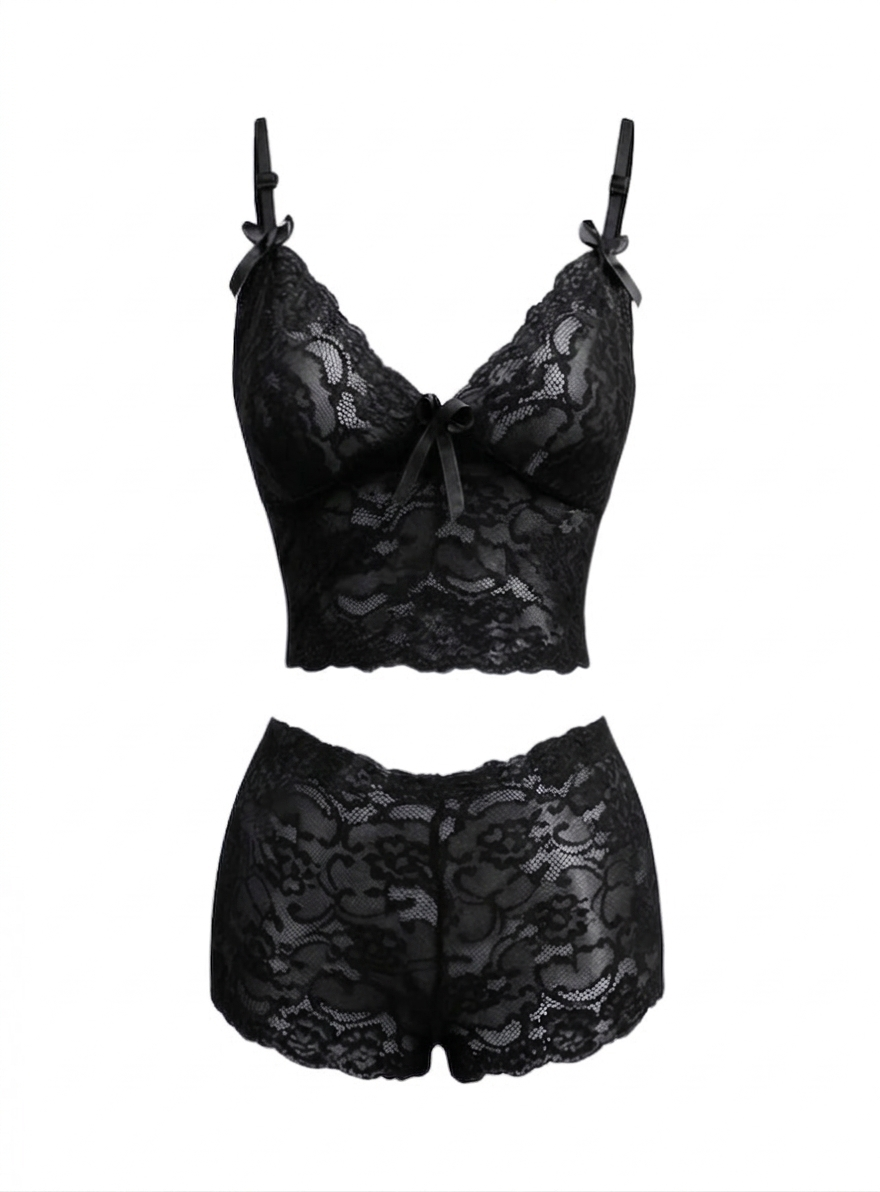 code 419 لانجري شفاف قصير اسود