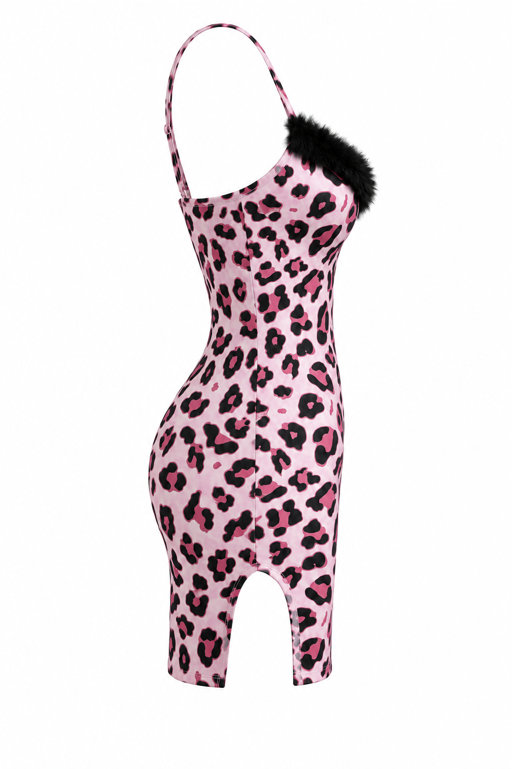 Tiger Print Mini Dress with Fur