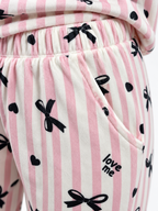2-Piece Winter Striped Pajama Set with Bow Print