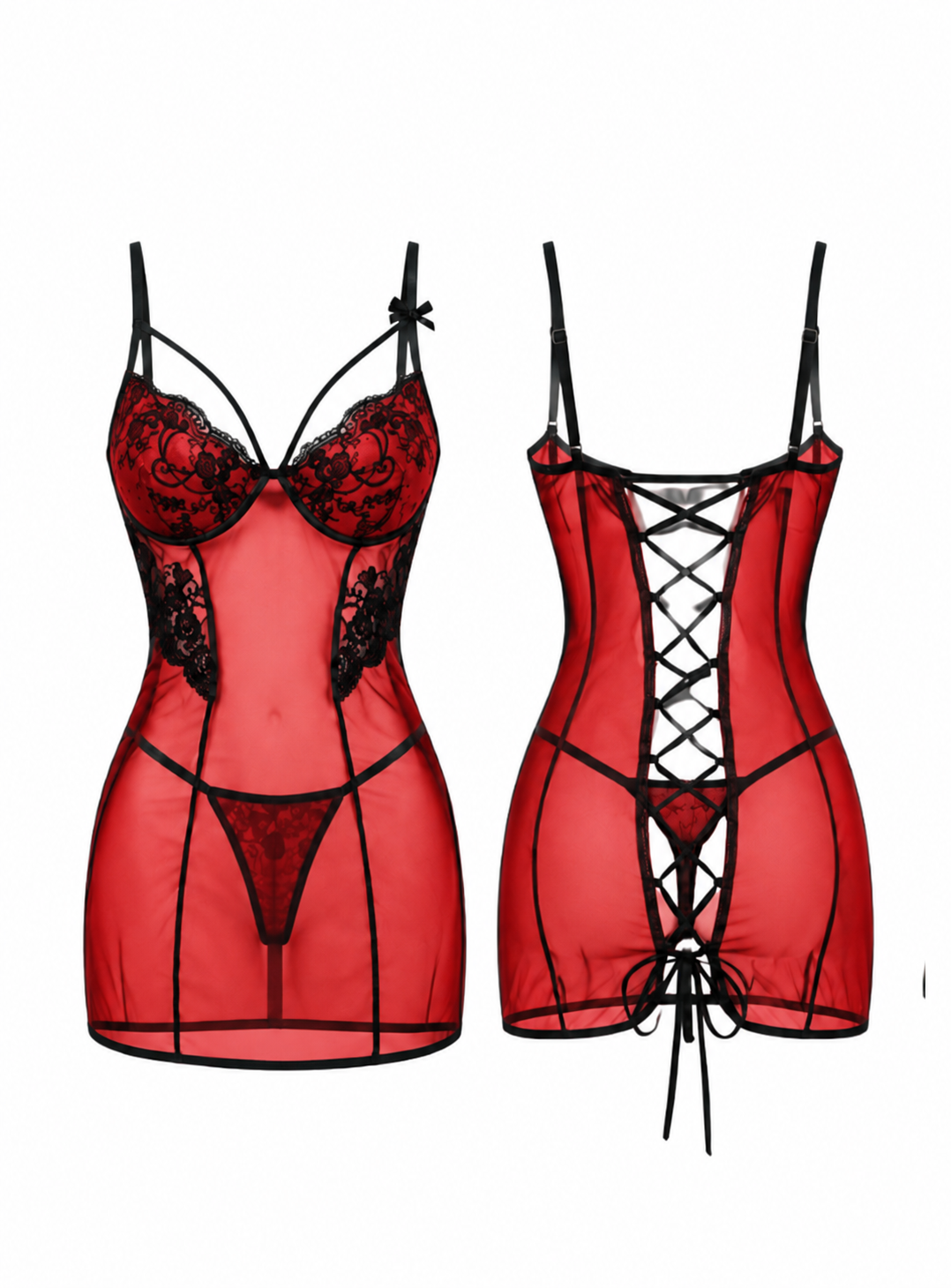 Sheer Lingerie with Open Back