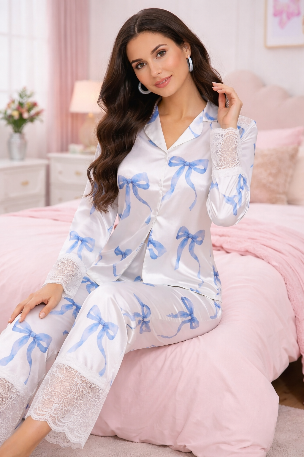 Satin Pajama Bows & Lace