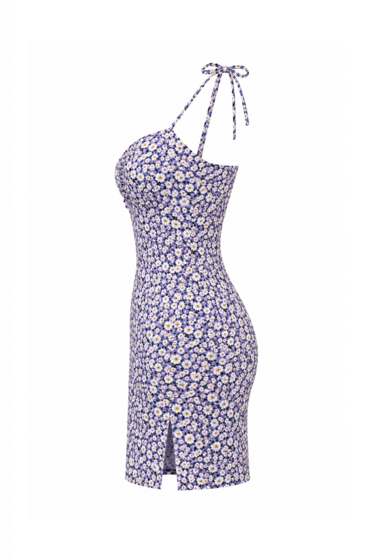 Floral Dress with Tie Straps & Side Slits