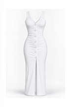 Long Open-Front Dress with Button Details
